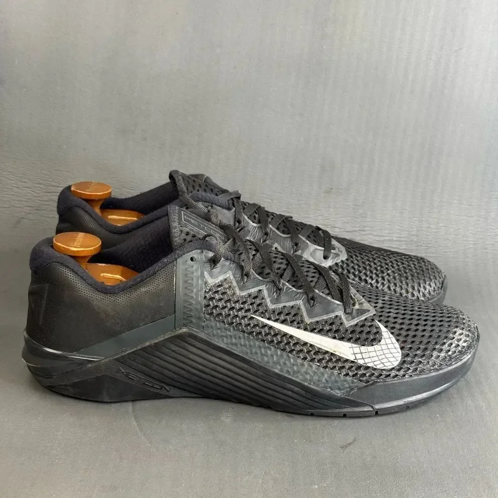 Nike Metcon 6 Black Metallic Silver athletic sneaker shoes men's size 13